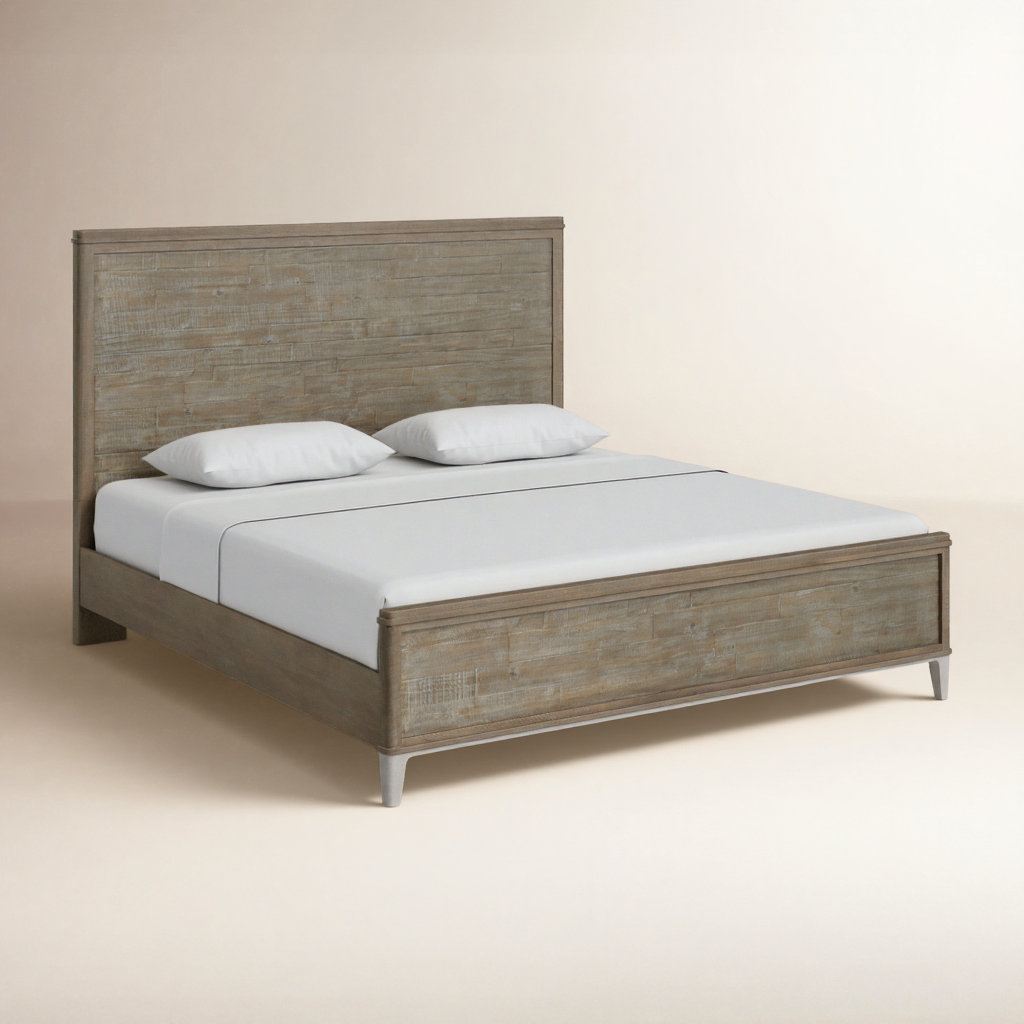 Mauve Solid Wood Bed, Queen