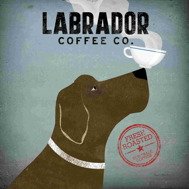 Labrador Coffee Co par Ryan Fowler - impression sur toile tendue, H 12 po x l 12 po, Non, Toile tendue
