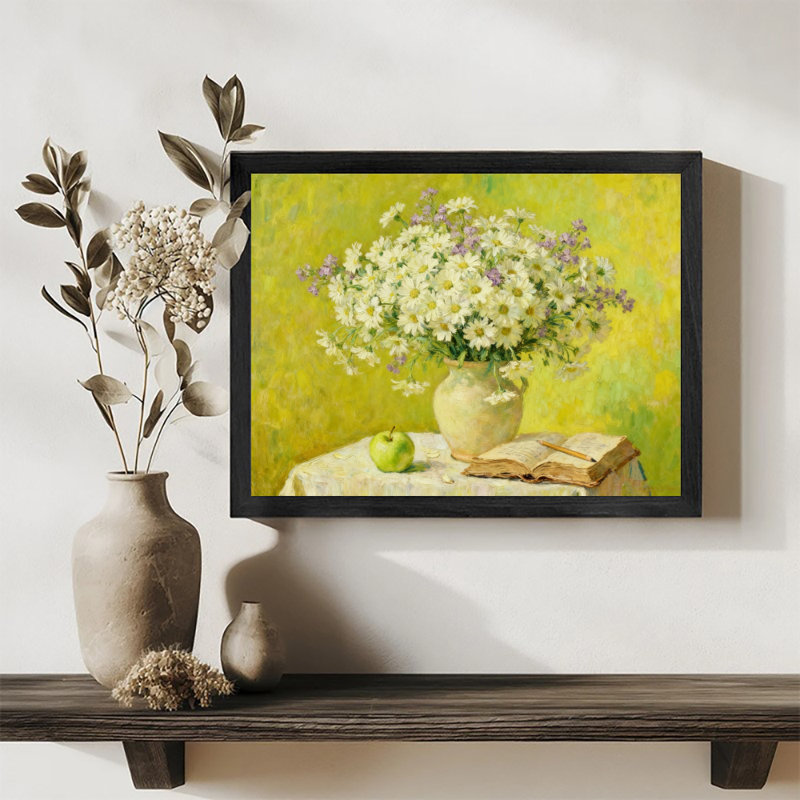 "Black Daisy", bouquet de fleurs, art mural, impression de natures mortes impressionnistes, H 9 po x l 11 po