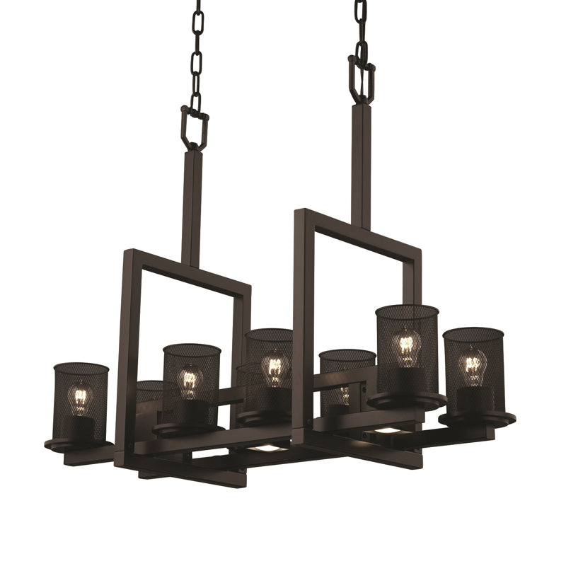 Luminaire suspendu linéaire pour îlot de cuisine 8 lumières Bennett, Noir mat