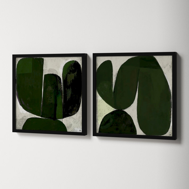 Succulent Set Of 2 by StudioM, Black, 16" H x 16" W x 1.25" D
