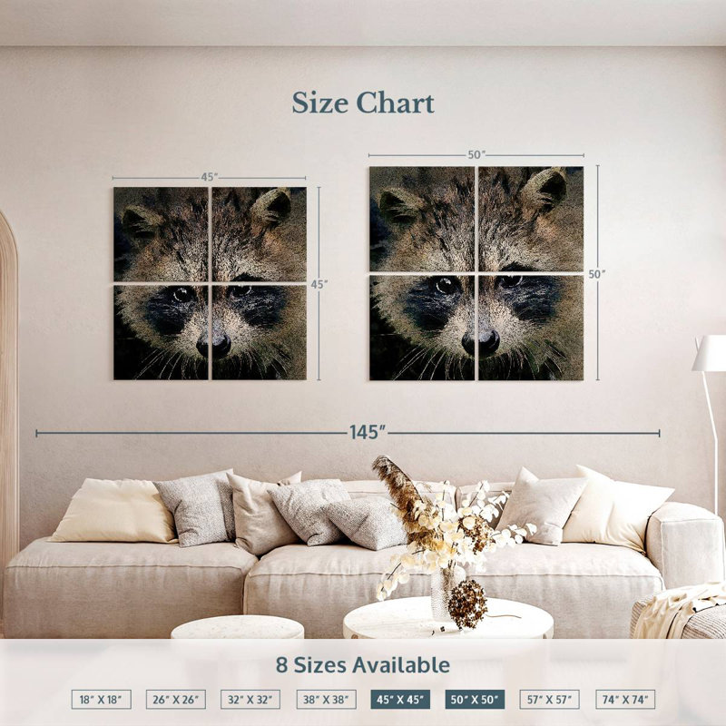 Brampt Racoon, 50" H x 50" W