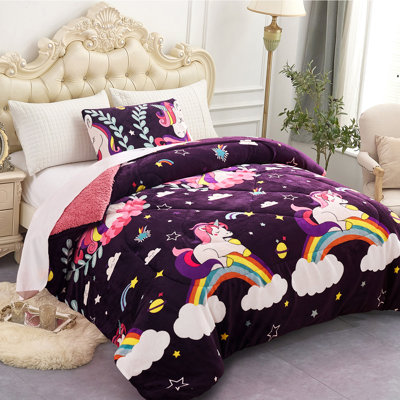 Couverture en sherpa pour enfants avec taies décoratives