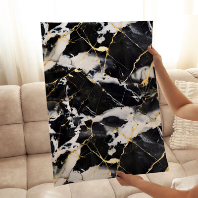 Abstrait noir et gris Geode Marble Crystals II, reproduction d'art moderne sans cadre