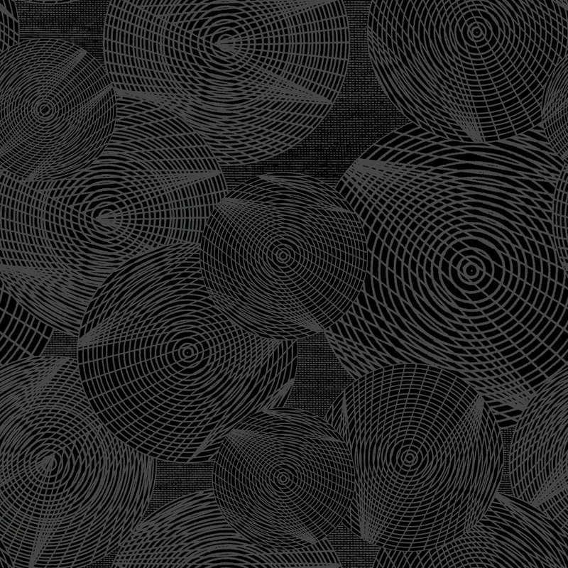 Rouleau de papier peint circulaire L 33 pi x l 20,5 po Yuki Osada Fornasetti, Noir