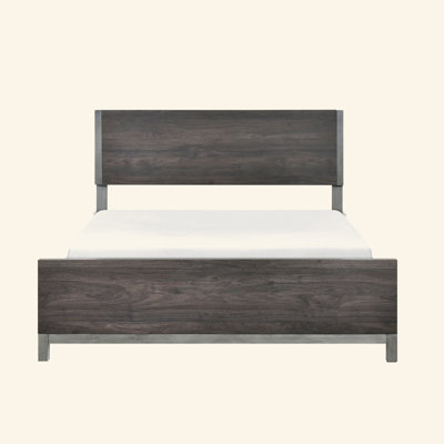 Modern Sleek Design Bedroom Furniture 1Pc Beautiful Bed Brownish Gray And Antique Silver Finish