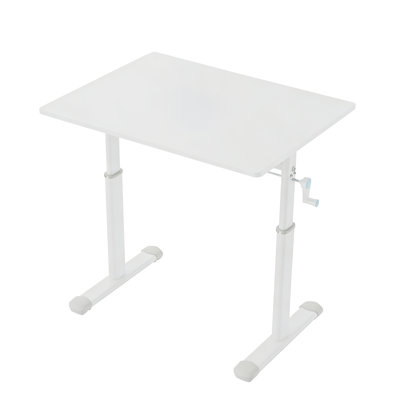 Bureau à hauteur réglable à manivelle 60 x 80 cm, bureau d'étude assis-debout minimaliste pour enfants et adultes, blanc