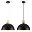 Luminaire suspendu pour dôme de cuisine moderne à 2 lumières 15,75 "à dôme industriel noir-2146319629