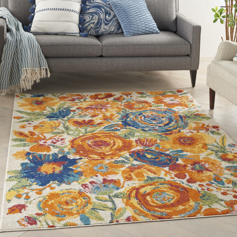 DH-ALR07 Floral Indoor Rug, Rectangle 5'3" x 7'3"