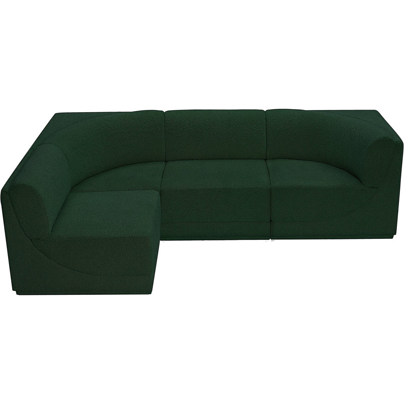 Canapé modulaire 4 pièces Ollie, Tissu bouclé vert