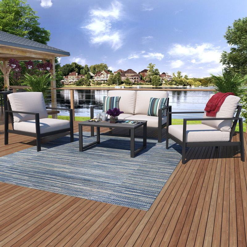 Ensemble de conversation Townsend avec coussins Sunbrella®, Tissu naturel Sunbrella®, Gris