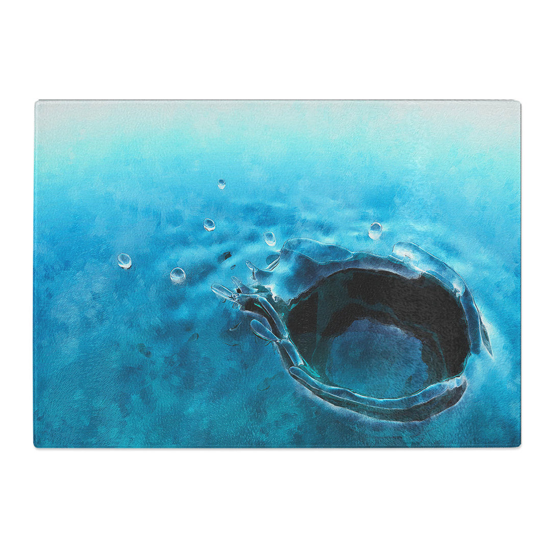 Tempered Glass Splash of Water in a Lake Chopping Board