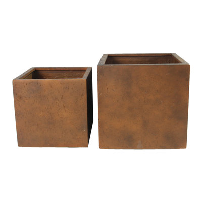 Rhine 2-Piece Poly Fiber Stone Planter Set