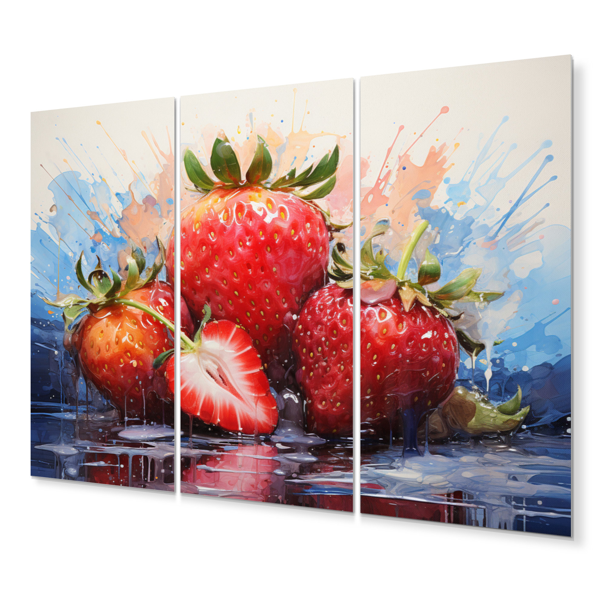 Ebern Designs Luscious Strawberries II Fruits Metal Wall Art Set
