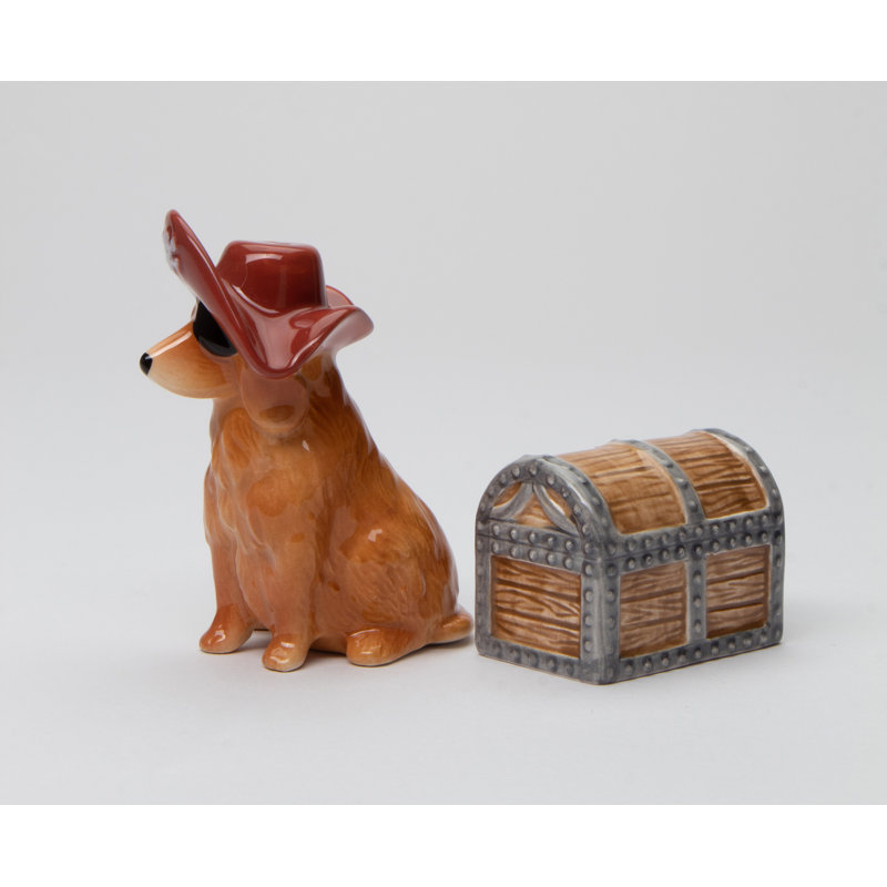 Ensemble de salière et poivrière Pirate Dog and Treasure Box