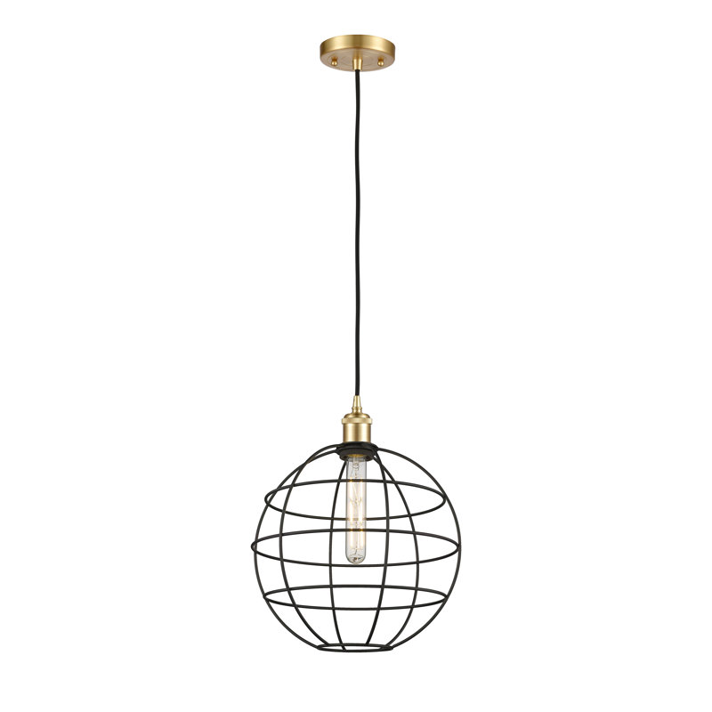 Luminaire suspendu à tige 1 lumière 16 po Ballston Lake Placid, H 134,5 po x l 12 po x P 12 po, Or satiné