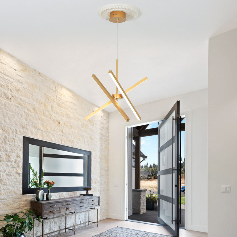 Zhangjing3 Modern Chandelier Sputnik LED Kitchen Island Remote Dimmable, 22"H x 22"W x 22"D, Gold