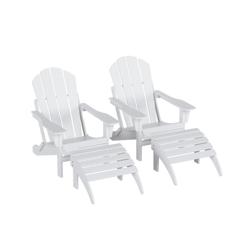 Ensemble de conversation avec repose-pieds 4 pièces Adirondack Shawnna, Blanc