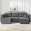 Gris compact modulaire, velours côtelé compressé, 3 places, style minimaliste, sans assemblage, espace optimisé pour les petits appartements avec espaces de vie modernes