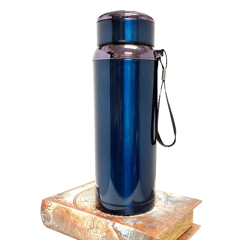 27 oz Bouteille d'eau en acier inoxydable à double paroi avec infuseur de thé, Bleu foncé