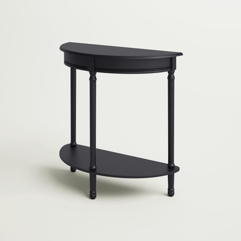 Modern Gaston 28'' Half-Round Console Table – Elegant Solid Wood with Space-Saving Design for Home, Black