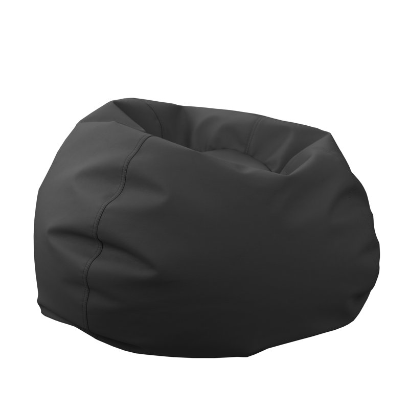 Sac à billes rond en similicuir 30 pouces pour enfants et adolescents, Similicuir noir