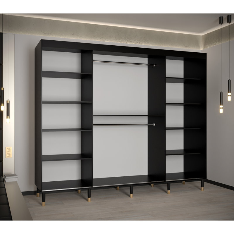 Malcome 2 Door Manufactured Wood Wardrobe, Black