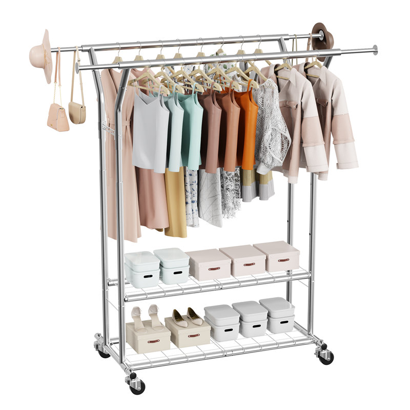 Adjustable Rolling Clothing Rack
