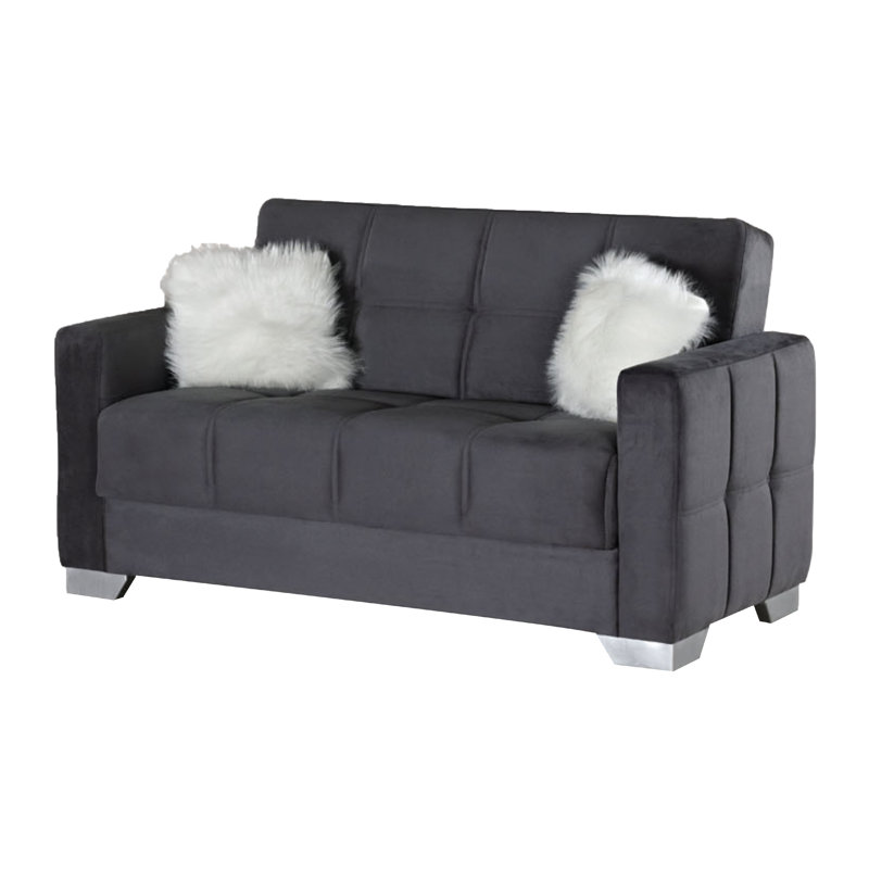 Effrosini 65'' Upholstered Convertible Sofa, Gray Microfiber