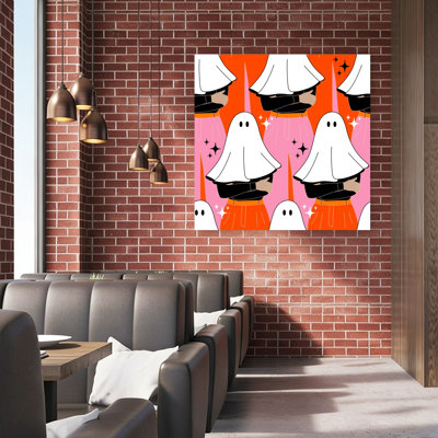 Fantaisie d'Halloween fantaisiste coloré, paysage ludique moderne, impression d'art mural