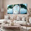 Ensemble de 3 tableaux sur toile tendue représentant des fleurs et des feuilles de lotus-1335708612