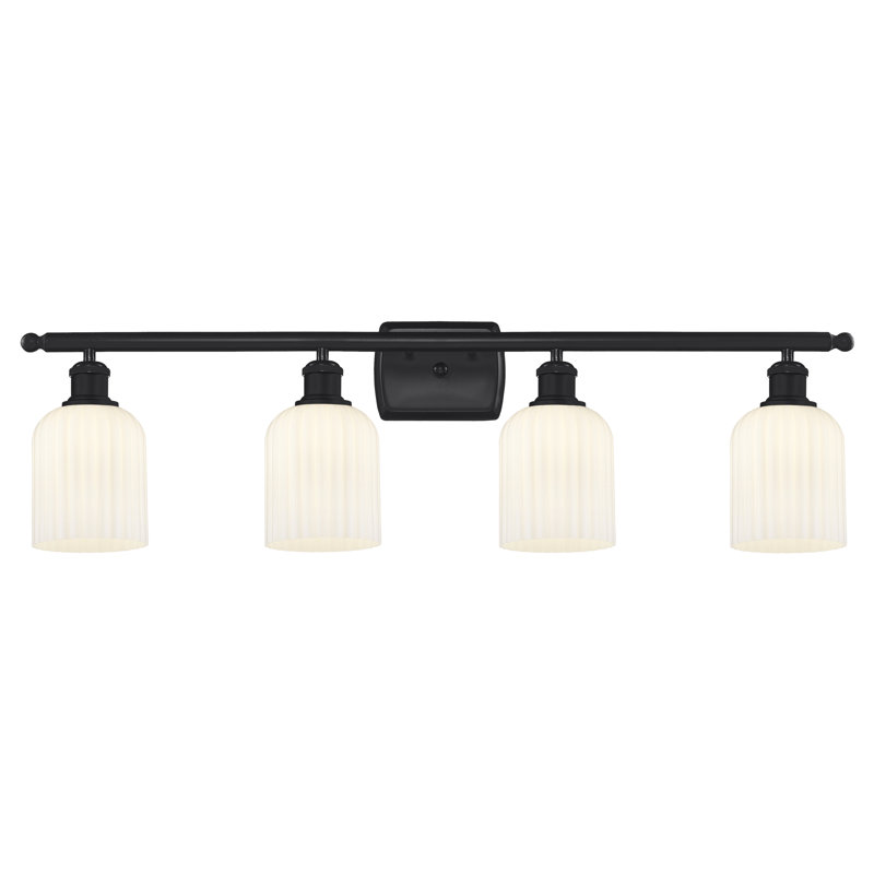 Éclairage pour meuble-lavabo à 4 lumières à intensité variable Fiennes Veil, Noir mat, Blanc brillant