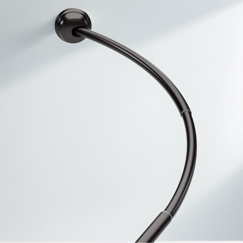 Tringle à rideau de douche à tension incurvée - Poteau de douche de salle de bain réglable antirouille avec finition élégante en bronze pour un espace de douche amélioré