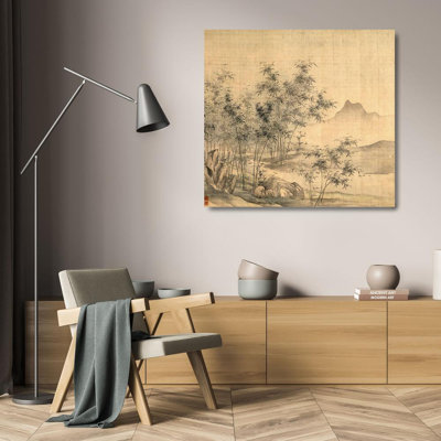 Art sur toile tendu Lark Manor ™, galerie Tao de Hong, titrée: Une grue solitaire dans la forêt de bambous 50334