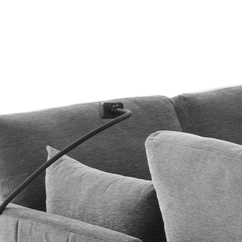 Canapé modulaire en U avec repose-pieds et ports USB, Gris chenille