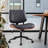 Home Office Chair Swivel Desk Chair With Wheel Small Computer Chair Armless Task Chair Modern Walnut Pu Leather Backrest Rocking Function Adjustable Height, Study Reading Meeting Room