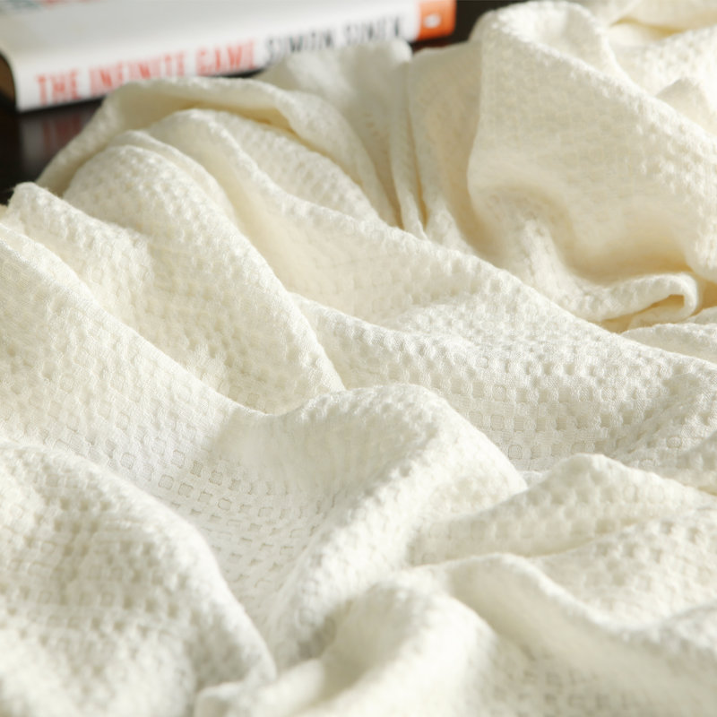 Waffle rayonne de couverture, L 80 po x L 90 po, Blanc