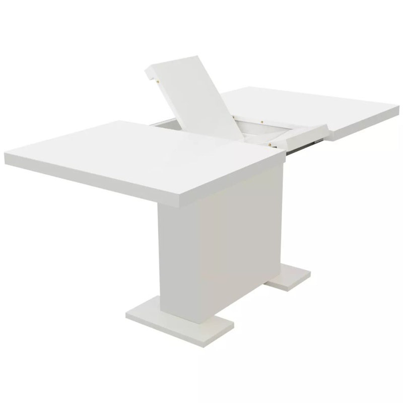 Table de salle à manger extensible, Blanc très luisant