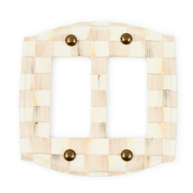 Check Double Rocker Switch Plate, Beige