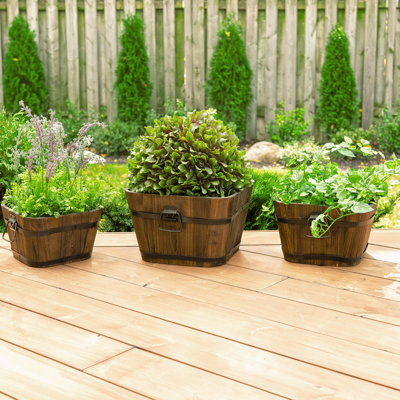 Barrel Style Planters Wood Barrel Planter
