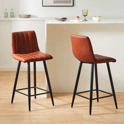 Upholstered Counter Stool with Metal Frame