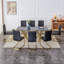 Ensemble de salle à manger rectangulaire moderne en verre avec cadre géométrique et chaises en porte-à-faux-844563417-854250952-854250967