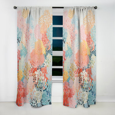 Coral Reef Barrier Expression - Coastal Coral Animal Print Blackout Curtain - 1 Panels