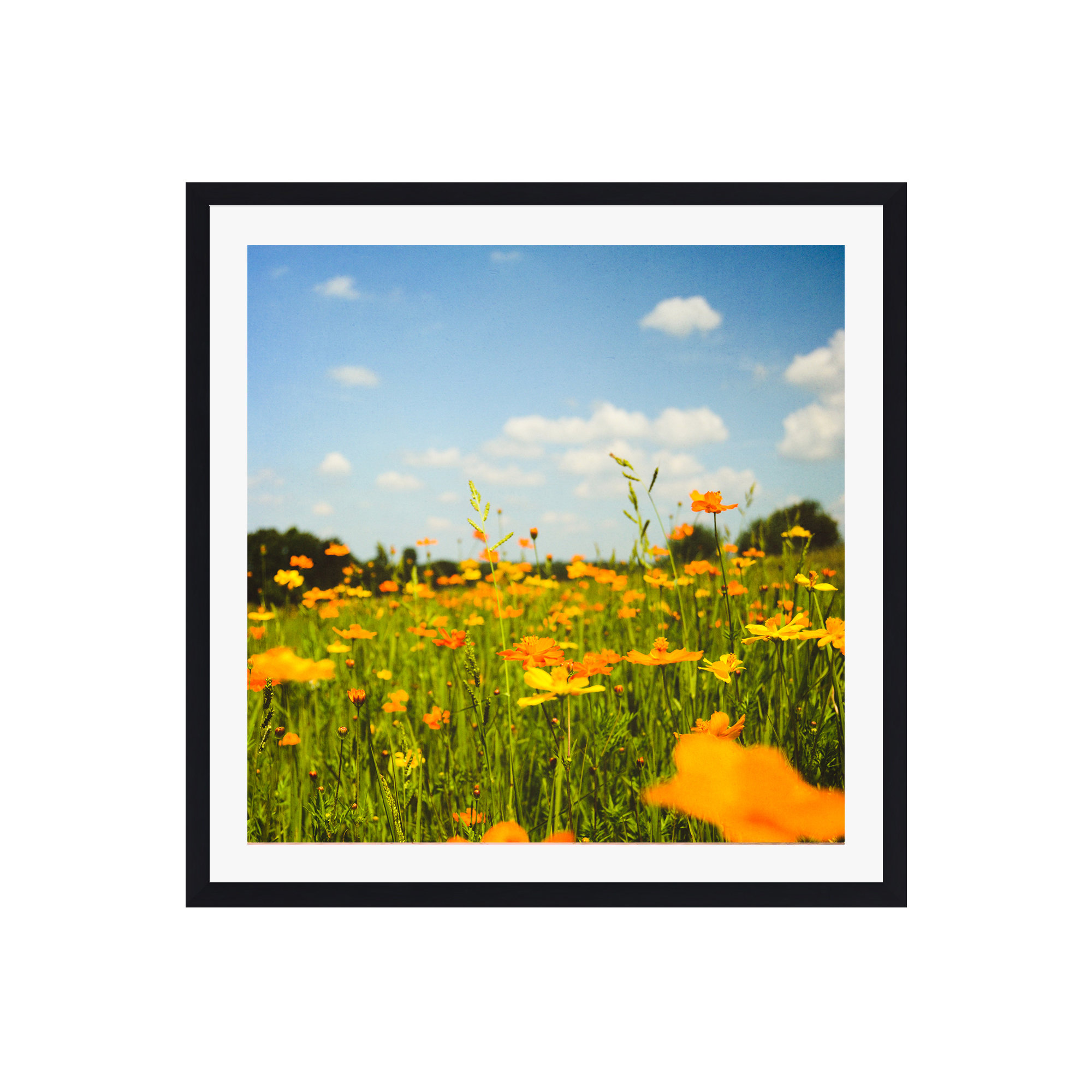 Summertime Good Vibes by Olivia St Claire, No, 20" W x 20" H, Black Floater Framed