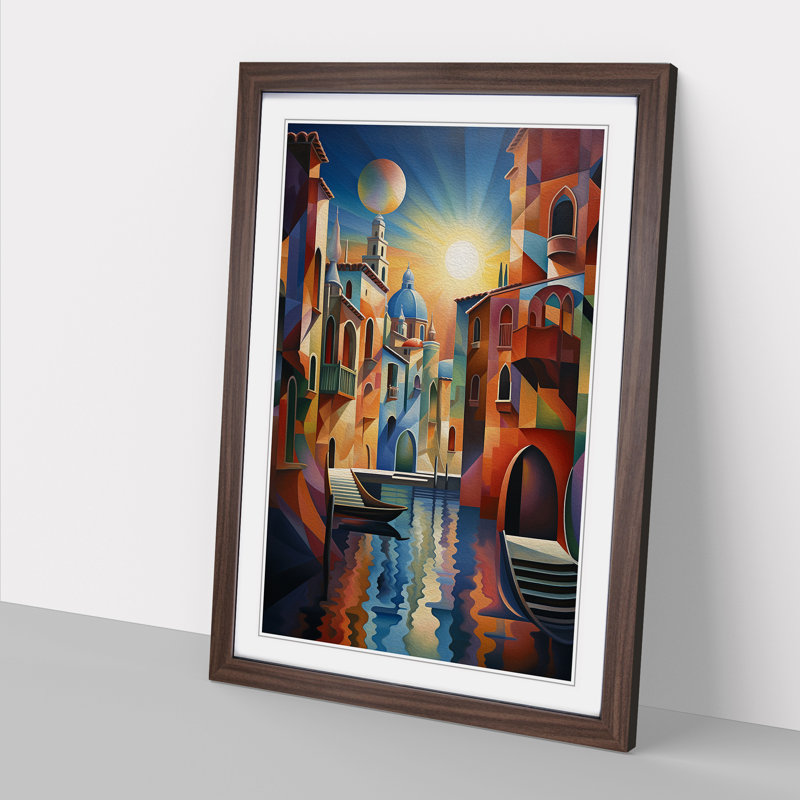 Venice Futurism Art - Framed Print, 46cm H x 34cm W, Walnut Framed