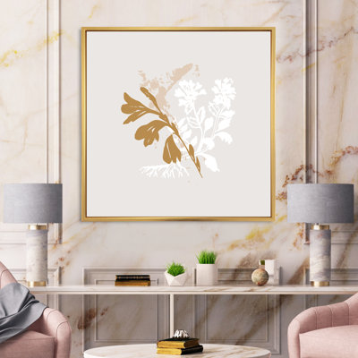 Minimal Botanical Design in Brown and White - Floater Frame, reproduction d'art sur toile