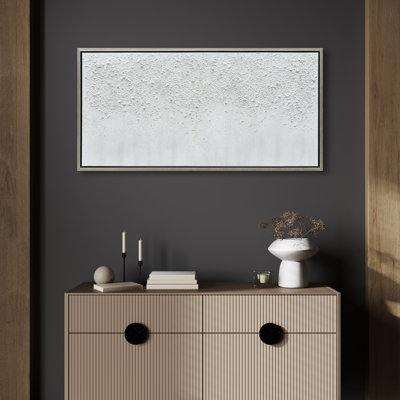 White Snow B Textured Glitter Hand Painted Canvas Wall Art by Martin Edwards
