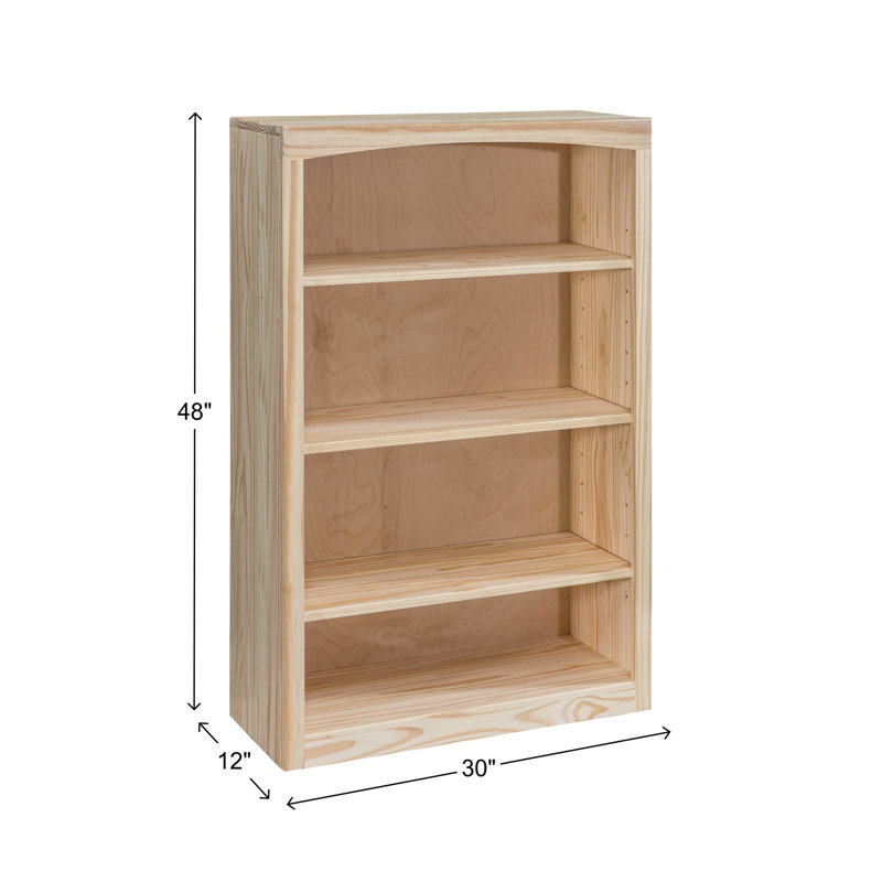 Ossy American Built Solid Wood Bookcase, Unfinished, (4 Shelves) 48"H x 30"W x 12"D
