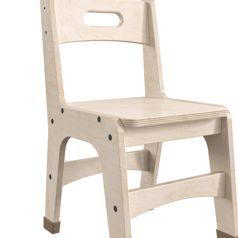 Chaises de classe en bois de qualité commerciale Bright Beginnings avec patins antidérapants et poignée de transport intégrée
