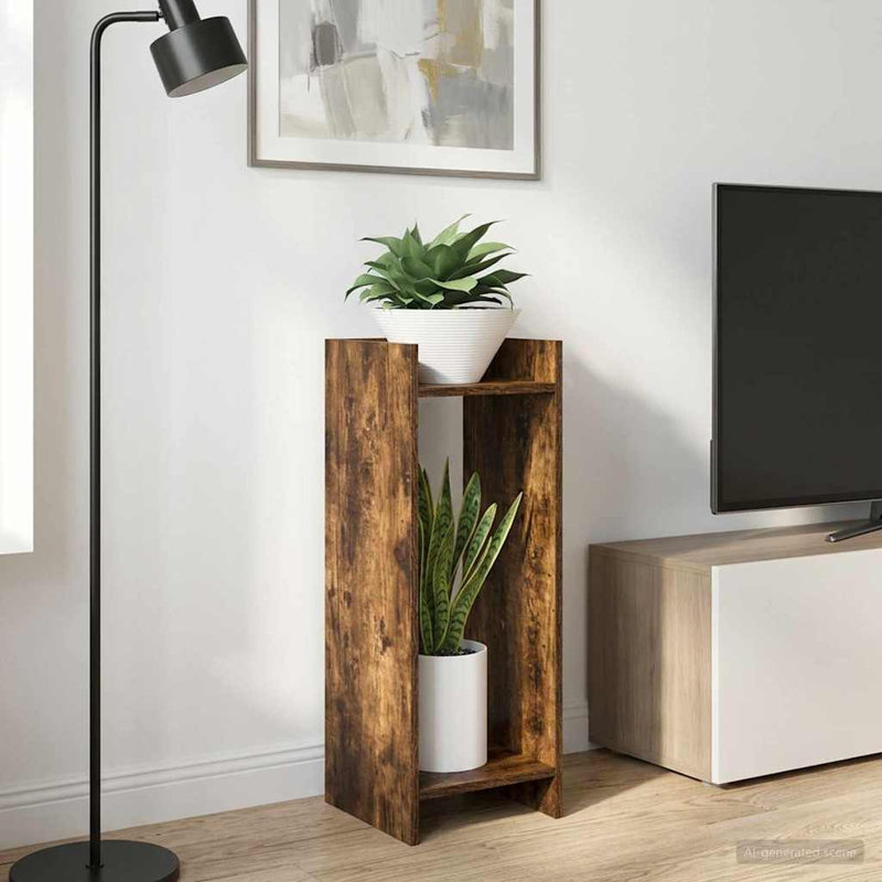 2 Tier Plant Stand Set of 2, 80cm H x 30cm W x 30cm D, Smoked Oak